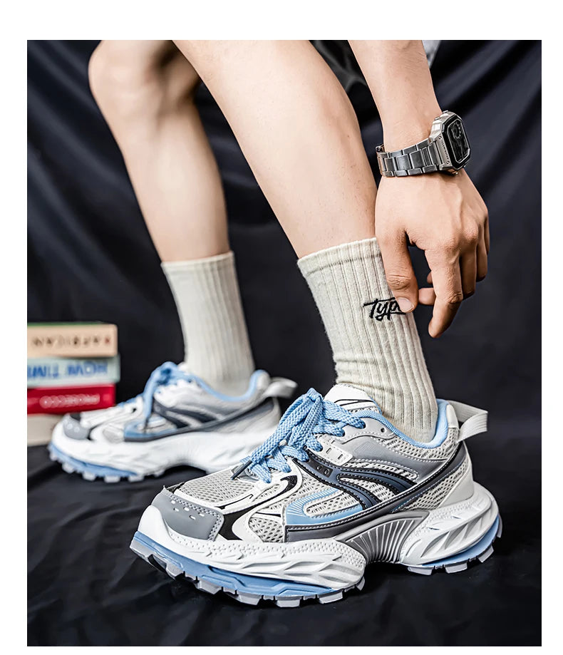 Sports and leisure shoes, men's shoes, marathon oversized air cushioned shoes, fly woven all season rubber, wear-resistant, anti