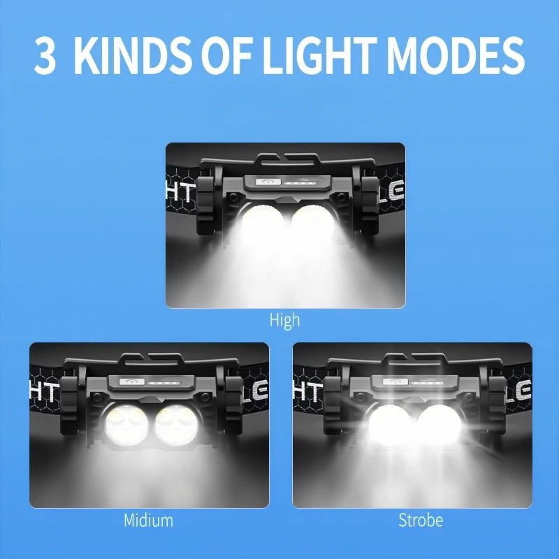LED headlights, strong light, long-range shooting, handheld charging, outdoor night fishing flashlight, household ultra bright h