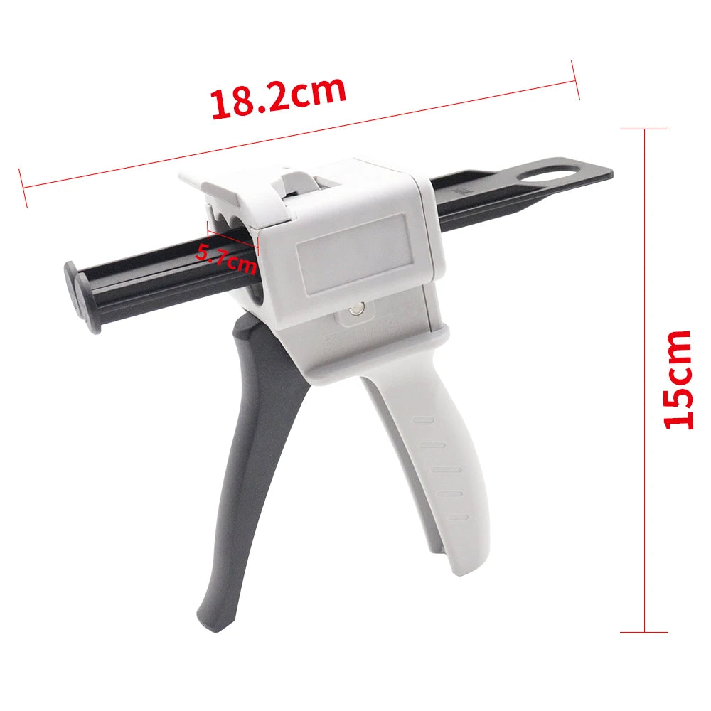 50ml Dispensing Gun AB Glue Gun Two-component Glue Gun 1:1/2:1 Epoxy Resin Gun With 4 Mixing Tubes 2 Empty Dual Cartridges