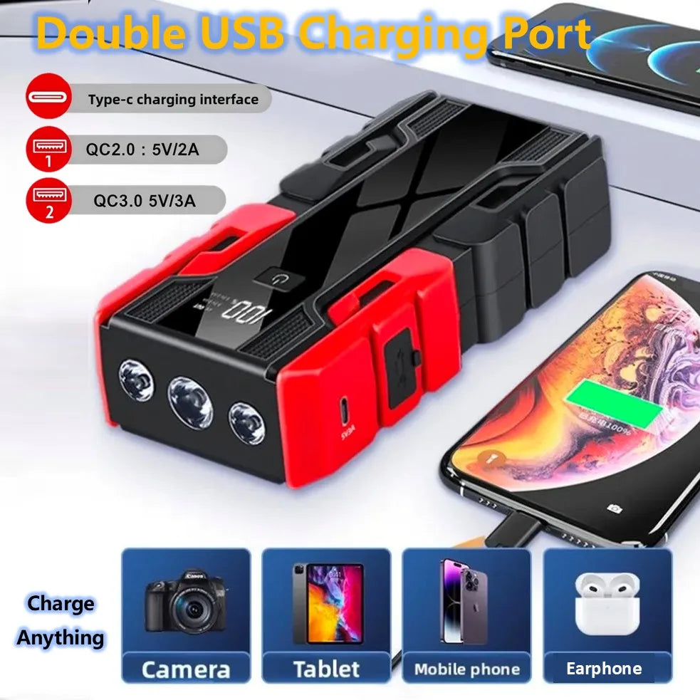 Portable Car Jump Starter,Universal 12V Car Battery Jump Starter with Jumper Cables,Multifunctional Power Bank with Flashlight