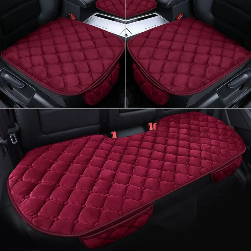 Car Seat Cover Protector Universal Winter Warm Auto Seat Cushion Rear Seat Cushion Protection Covers Back Cushion Three Piece