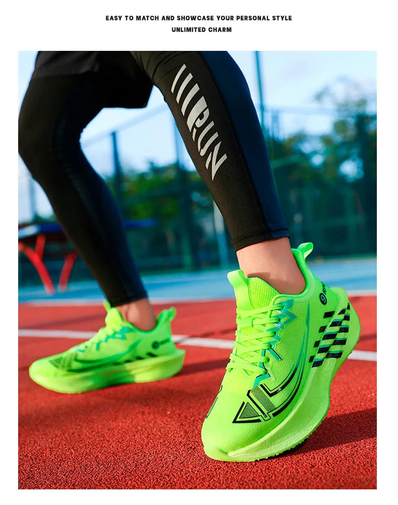 Sports and leisure shoes, men's shoes, marathon oversized air cushioned shoes, fly woven all season rubber, wear-resistant, anti