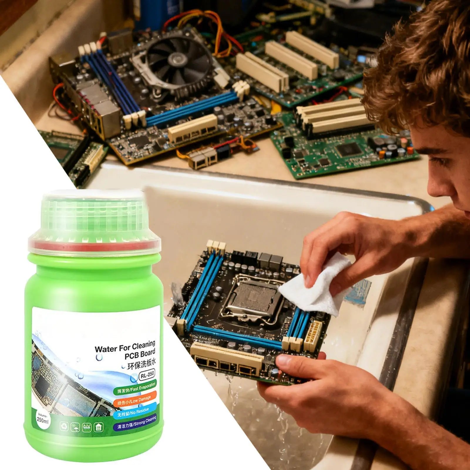Electronic Liquid Cleaner 250ml Electronics Cleaning Liquid Circuit Board Cleaner for Keyboard Laptop Tablet Motherboard Home