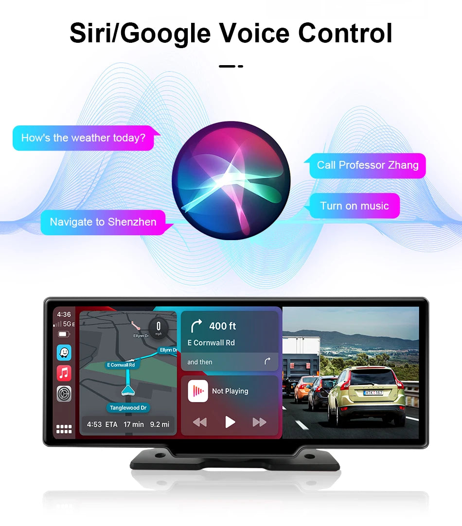 10.26'' Dash Cam 4K Car Mirror Video Player Wireless Carplay Android Auto GPS Car Monitor Multimedia Rearview Camera Dashboard