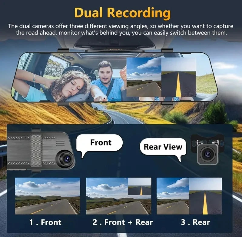Dual-Lens Car Dvr 1080P Mirror Dash Cam for Cars Camera for Vehicle Video Recorder Front and Rear Camera Dashcam Car Accsesories