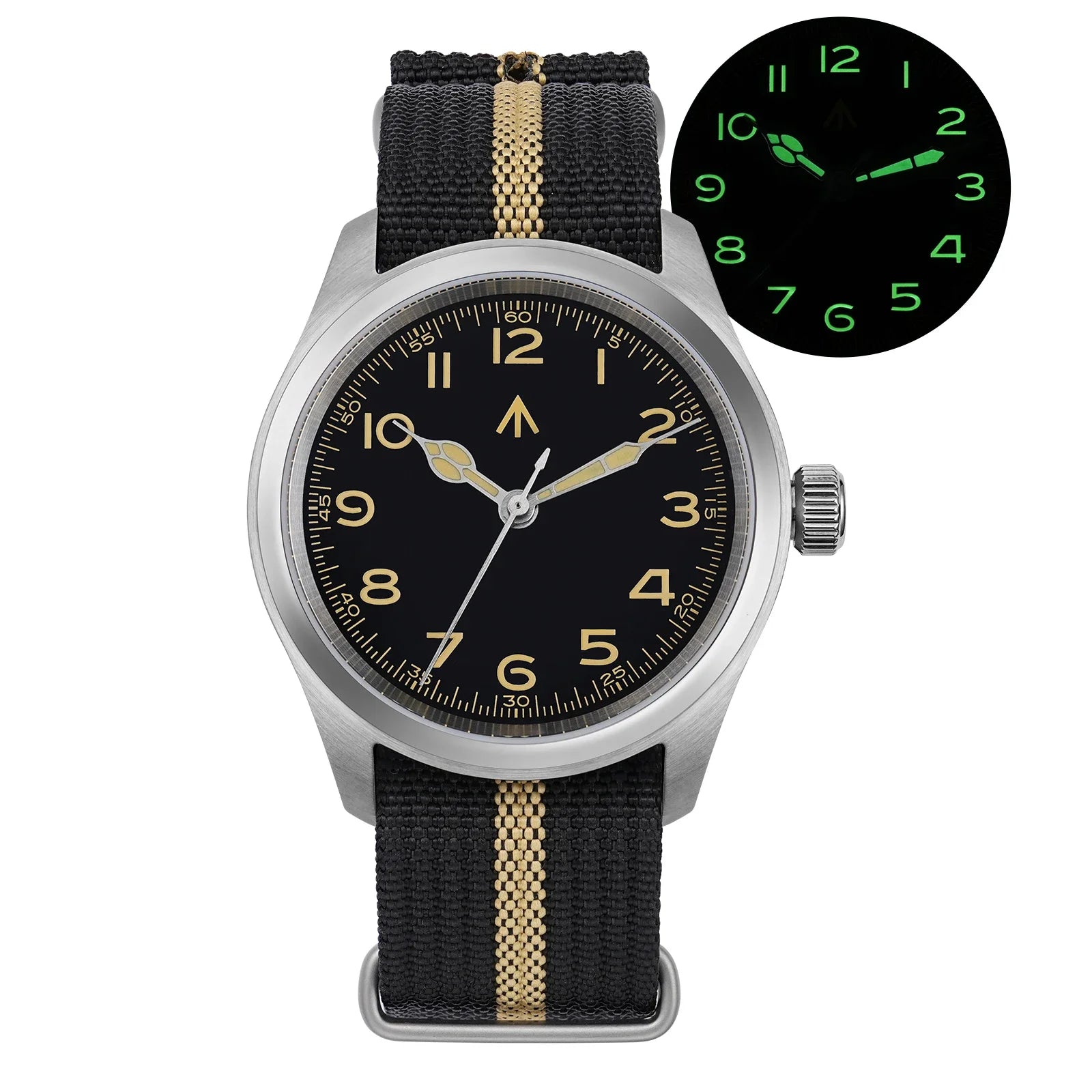 Militado ML08 Men Military Watch VH31 Quartz Movement Sapphire Luminous Waterproof Watches 38mm Vintage Stainless Steel Watch