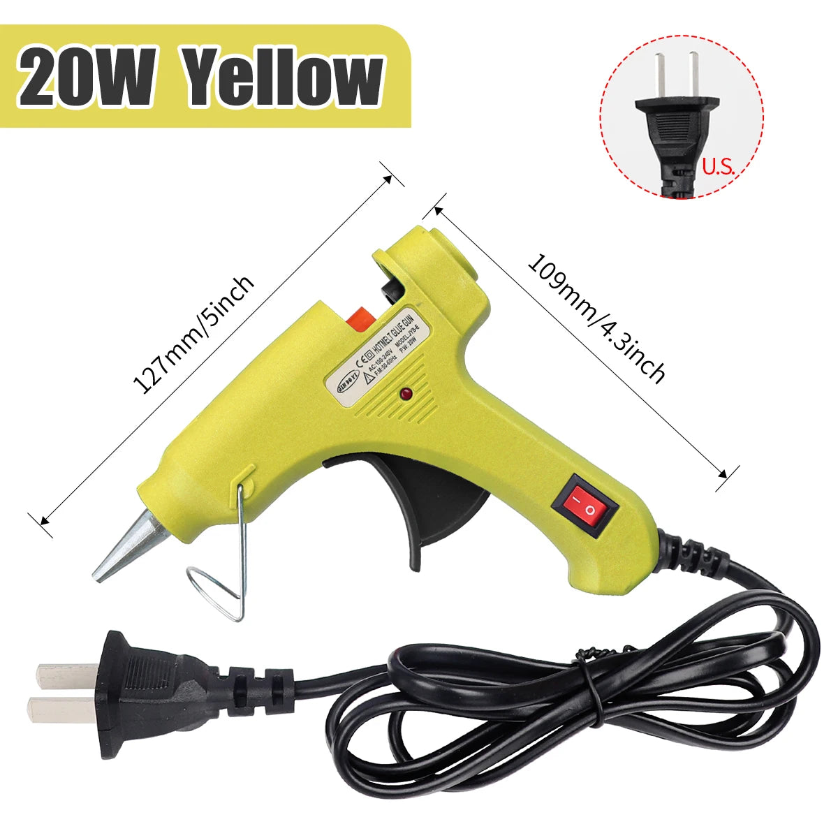 20W Hot Melt Glue Gun DIY Mini Household Industrial Guns Heat Temperature Thermo EU Electric Repair Tool Use 7mm Glue Sticks