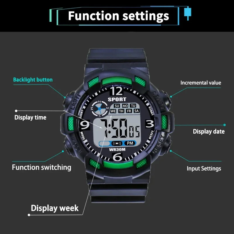 Military Digital Watch for Men Outdoor Men's Sports Watches Clock Waterproof Luminous Chronograph Student Electronic Wristwatch