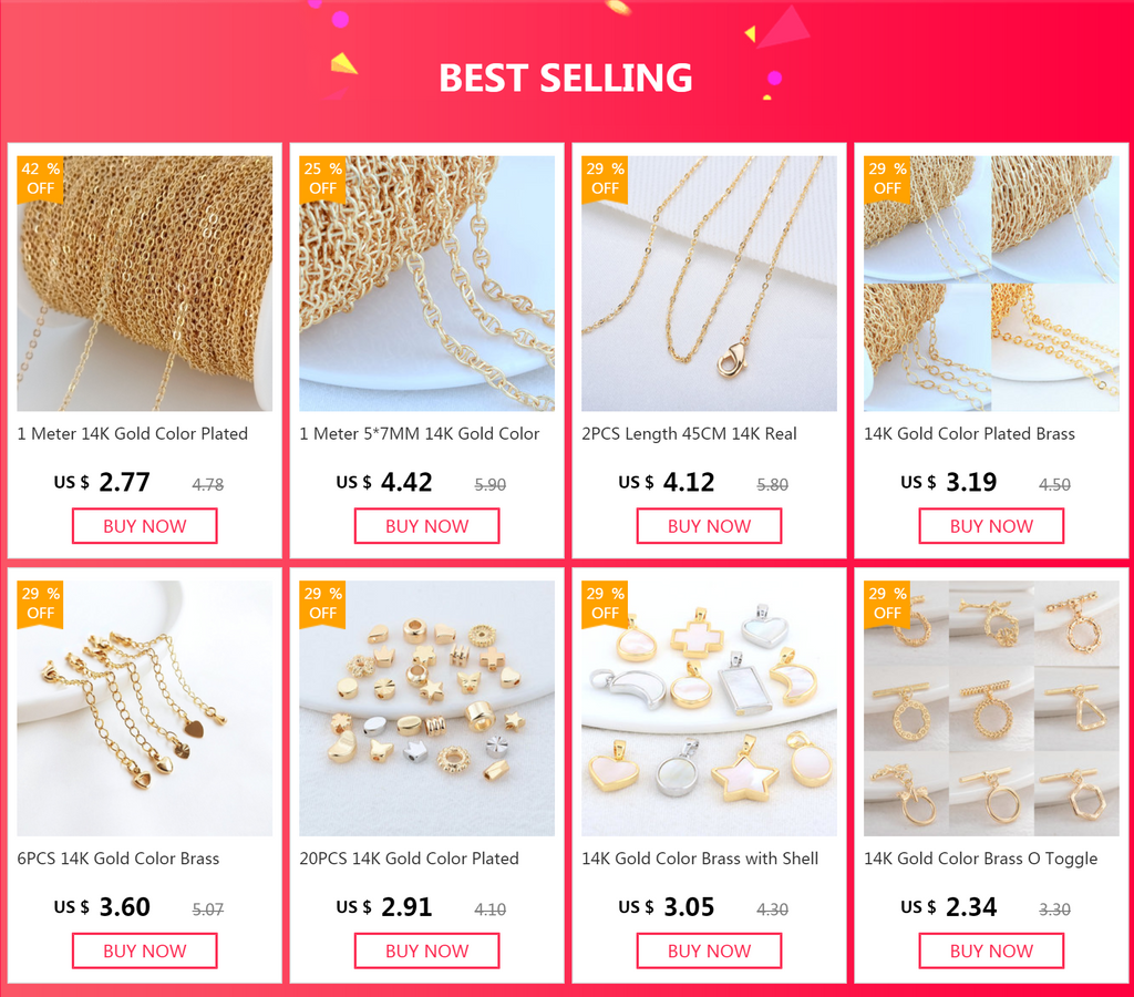1 Meter Jewellery Crafts Chain Wholesale 14KGold Color Plated  Brass Chains For Jewelry Making Handmade Bracelets Necklaces