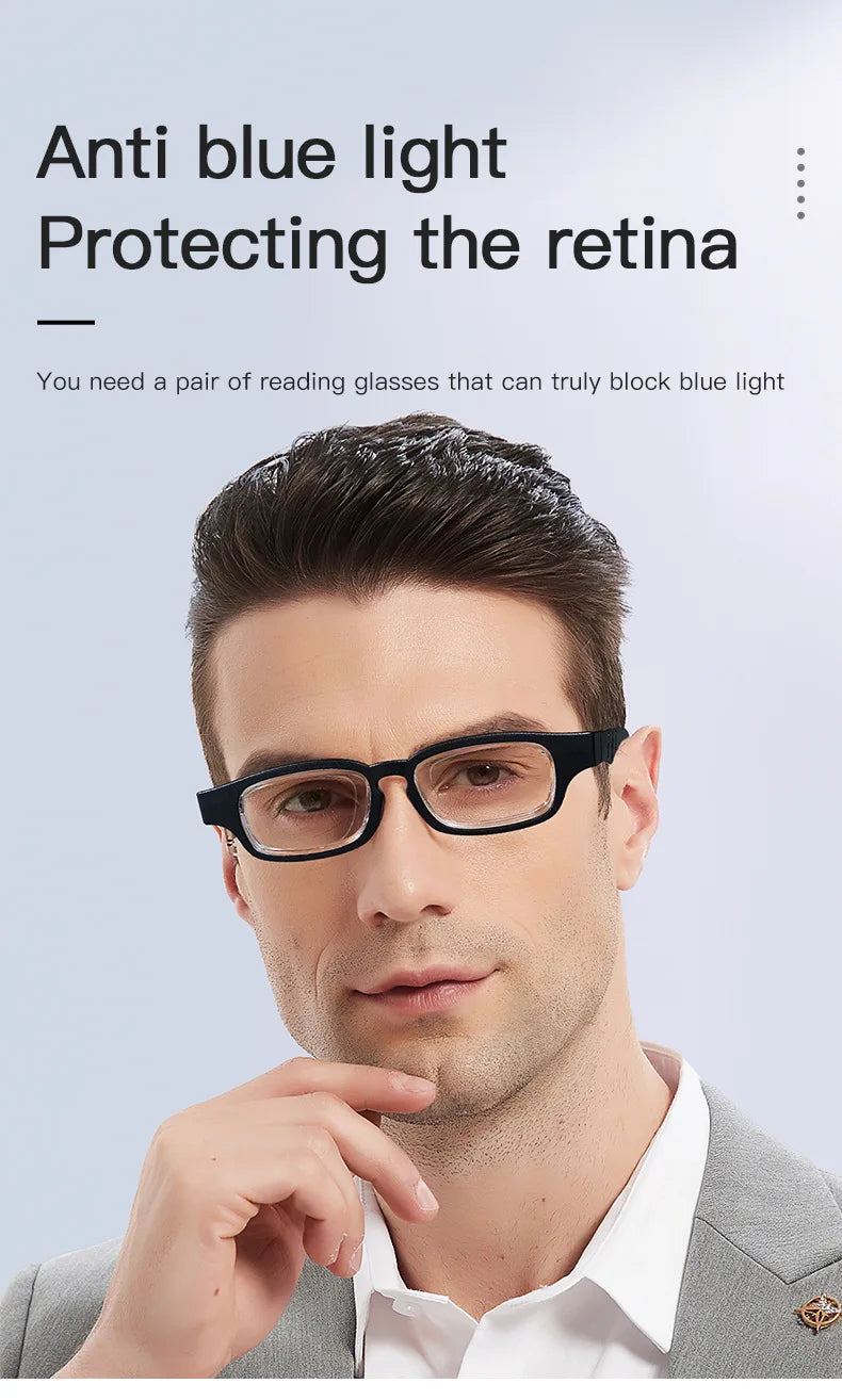 Portable Rotatable Adjustable Focal Length Reading Glasses Square Full Frame Adjustable From +50 To +350 Degrees Eyeglasses