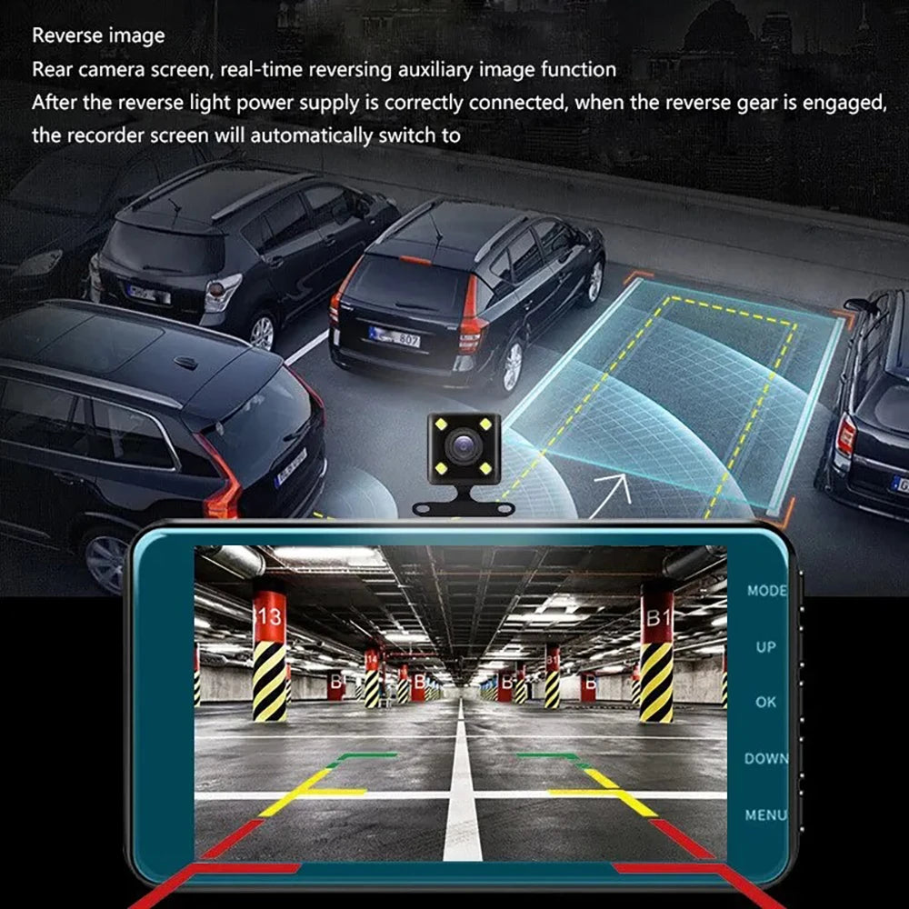 Dual Lens 1080P HD for Cars 4inch Touch Screen Dash Cam Car DVR Video Recorder Front and Rear View Camera for Vehicle Black Box
