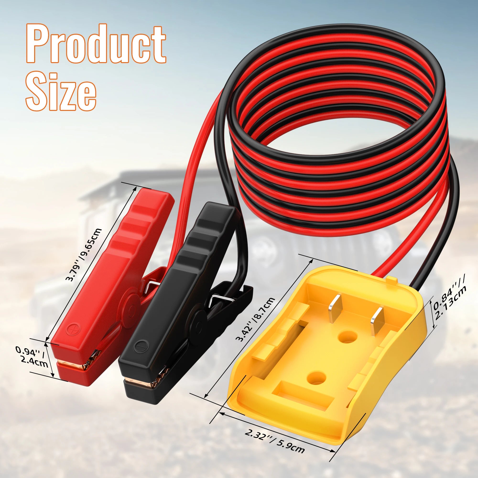 6FT Jumper Cable Clamps with Power Wheel Battery Adapter For 20V Battery Jumper Starter for Car Jump Starting