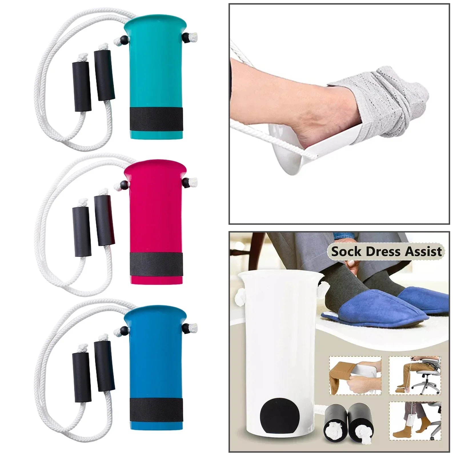 Assistance Sock Aid Kit Non-Slip Senior Sock Aid Helper Stocking Slider Pulling Assist Stocking Slider Sock Helper Aide Tool