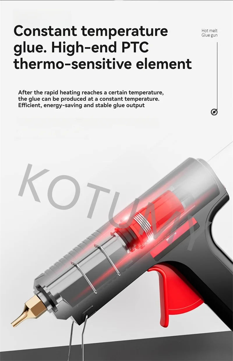 Industrial Hot Glue Gun 200W - Professional Heavy Duty Kit w/10 Nozzles & 30 Glue Sticks Fast Heat Up for DIY/Craft/Repair