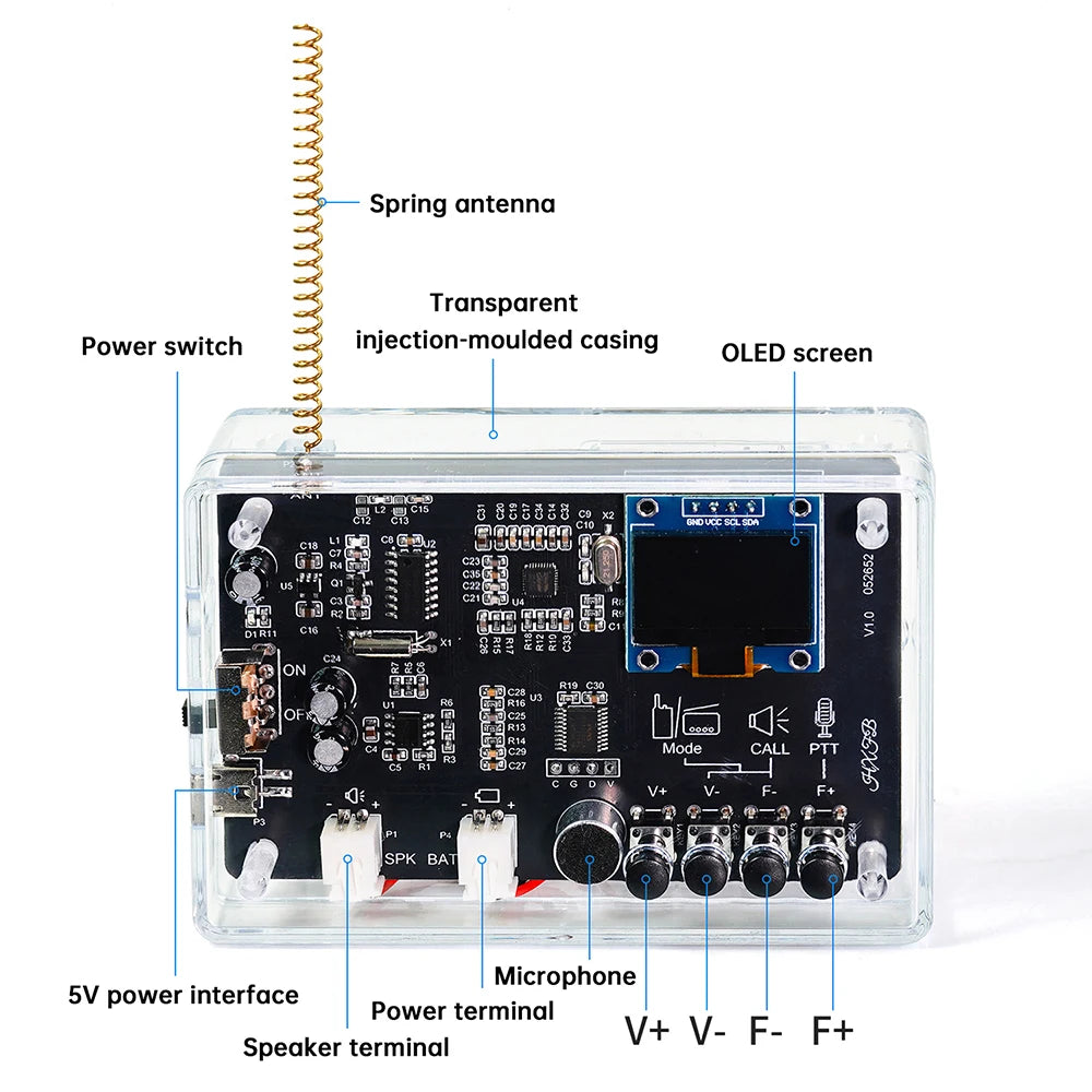Electronics Kit  FM Radio DIY Kit Smart Wireless Walkie-Talkie Radio Electronics Assembly and Soldering Practice DIY Kit