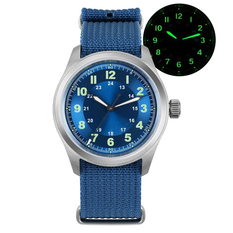 Militado ML08 Men Military Watch VH31 Quartz Movement Sapphire Luminous Waterproof Watches 38mm Vintage Stainless Steel Watch