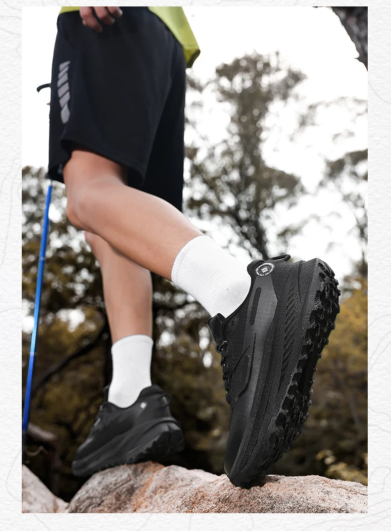 Sports and leisure shoes, men's shoes, marathon oversized air cushioned shoes, fly woven all season rubber, wear-resistant, anti