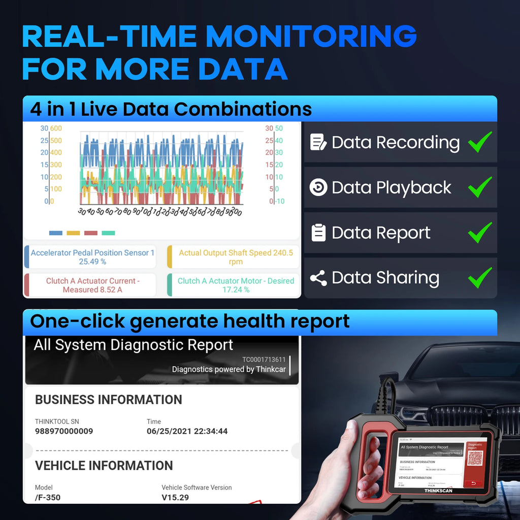 THINKCAR Thinkscan Plus S5 S6 OBD2 Auto Scanner diagnostic tools with ECM TCM ABS SRS system 5 resets Code Reader lifetime free