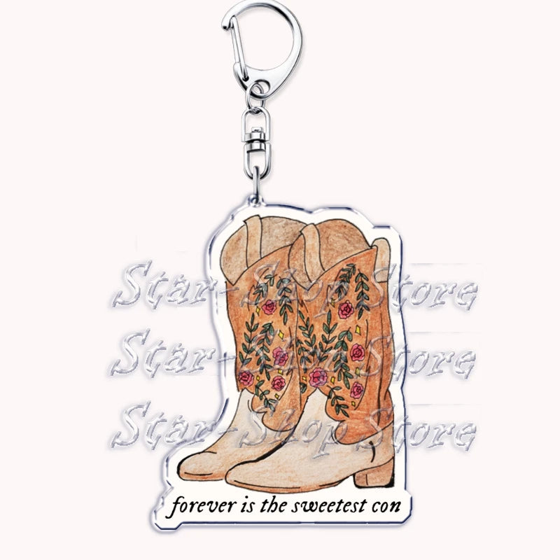 Popular Singer Keychains for Accessories Bag Folklore Eras Tour Evermore Reputation 1989 TTPD Keyring Jewelry Fans Lover Gifts