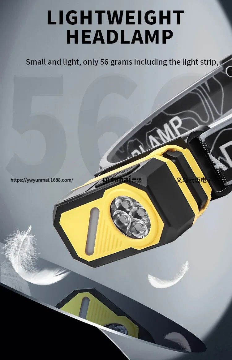 LED Induction Headlight, Can Be Used As Portable Running Light with Cap Clip RGB Ambient Light, Multi-light Source