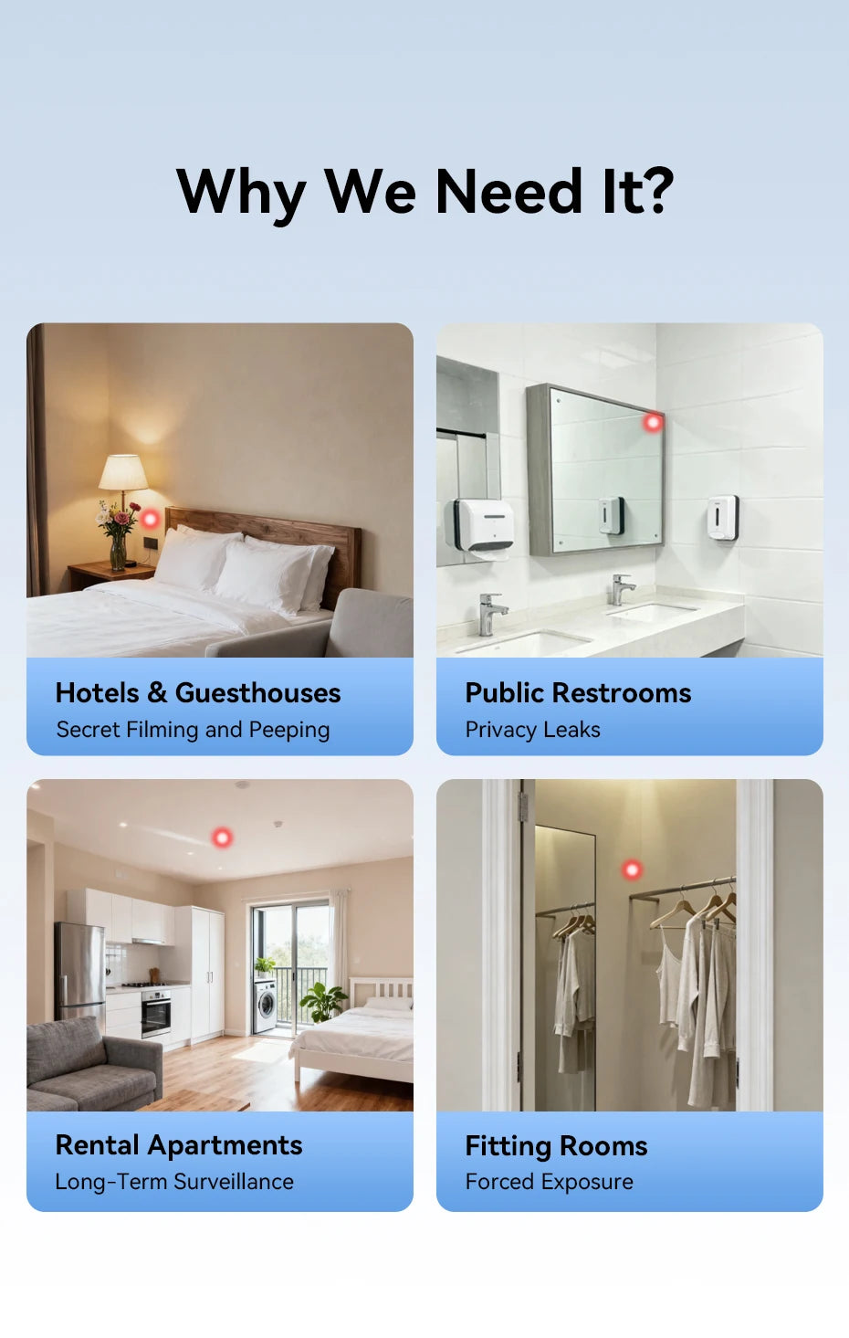 Vention Camera Detector Intelligent Hidden Camera Signal Security Alarm Anti Spy Candid Peeping Protection Detector ﻿
