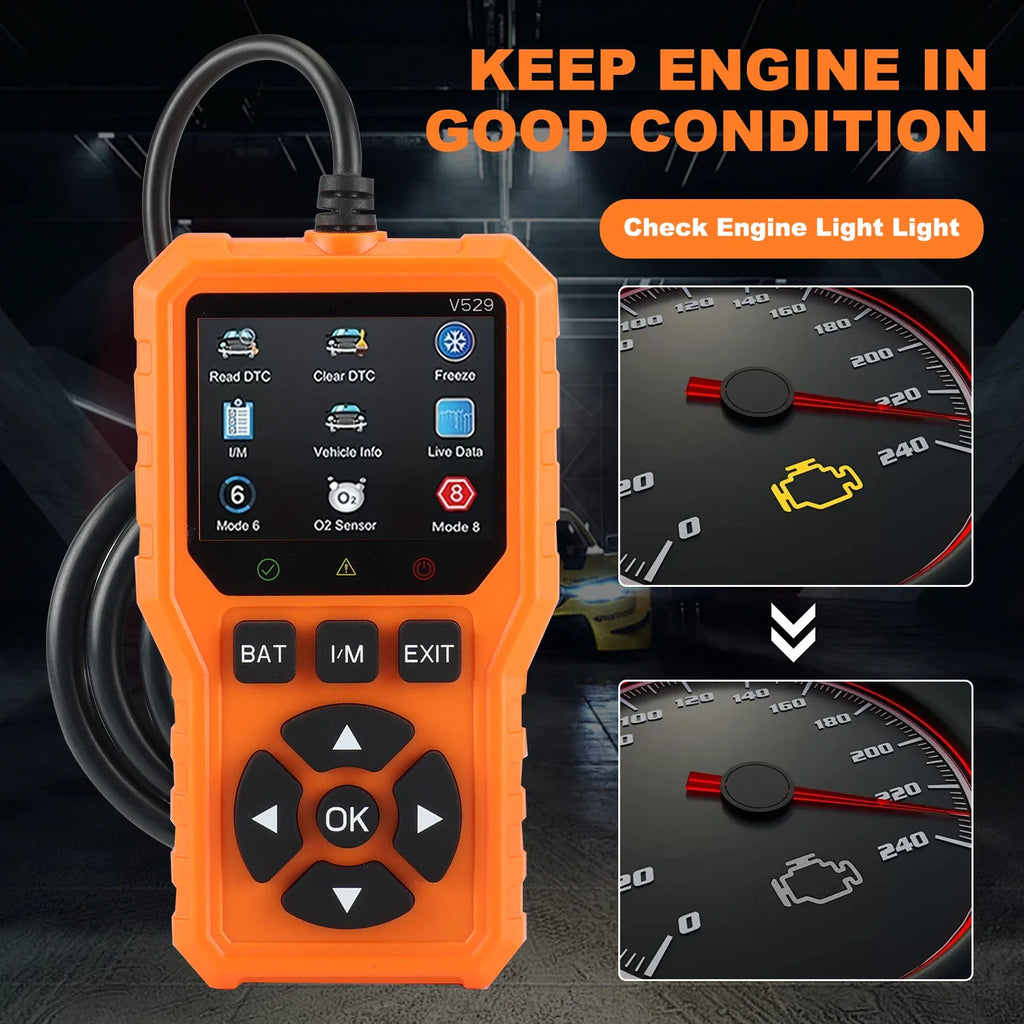 Car OBD2 scanner diagnostic tool is a comprehensive car code reader and engine fault scanner suitable for all vehicles