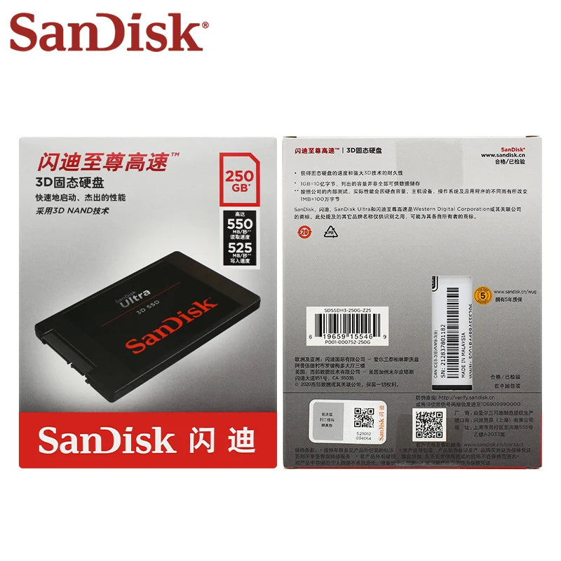 SanDisk Ultra 3D NAND SSD 500GB 1TB 2TB  enjoy up to 560MB/s read speed Internal Solid State Hard Drive SATA III HDD For Laptop
