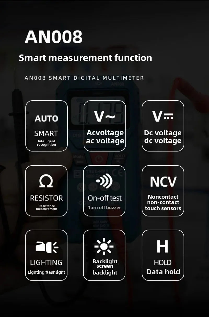 Intelligent Multimeter for Electricians, High-precision Automatic Household Digital Display Electricity Meter Without Gear Shift