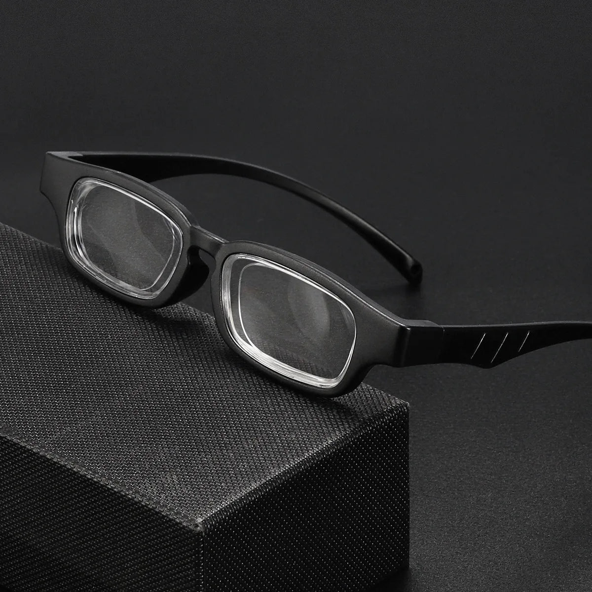 Portable Rotatable Adjustable Focal Length Reading Glasses Square Full Frame Adjustable From +50 To +350 Degrees Eyeglasses