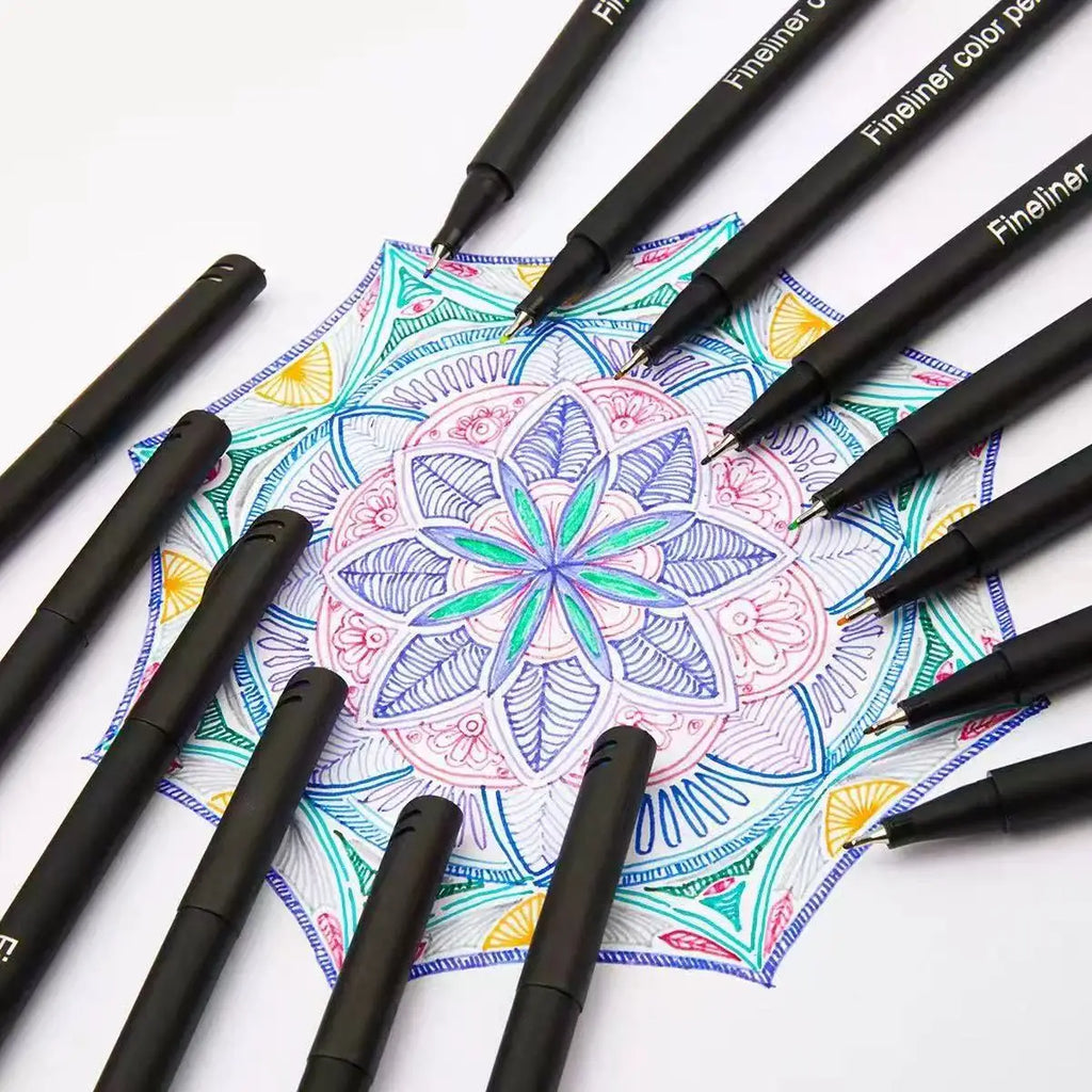 24pcs Fineliner Point Pens - for Coloring, Sketching, Outlining, and Drawing - Comfortable Grip, Vibrant Ink Flow, and Precise