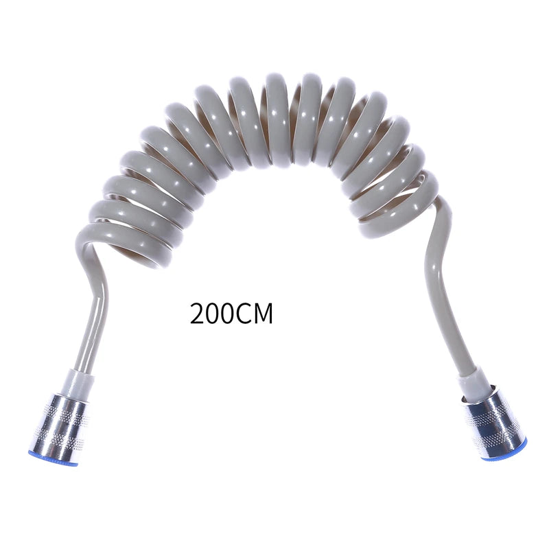 Bathroom Shower Plumbing Hoseswasher Toilet Spray Gun Telephone Wire Telescopic Spring Black White Tube Hose Bathroom Supplies