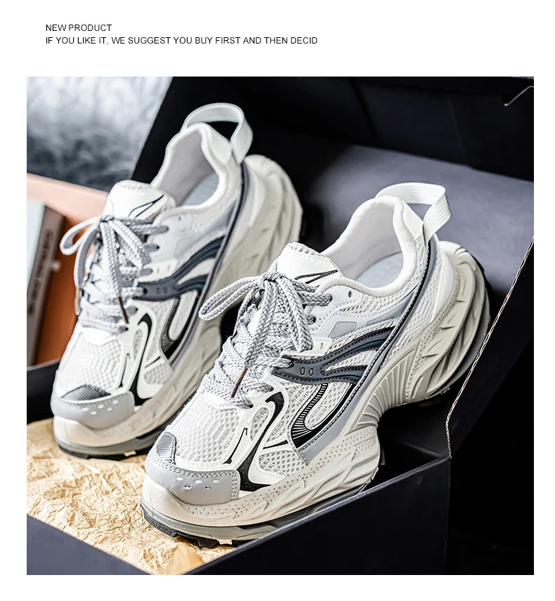 Sports and leisure shoes, men's shoes, marathon oversized air cushioned shoes, fly woven all season rubber, wear-resistant, anti