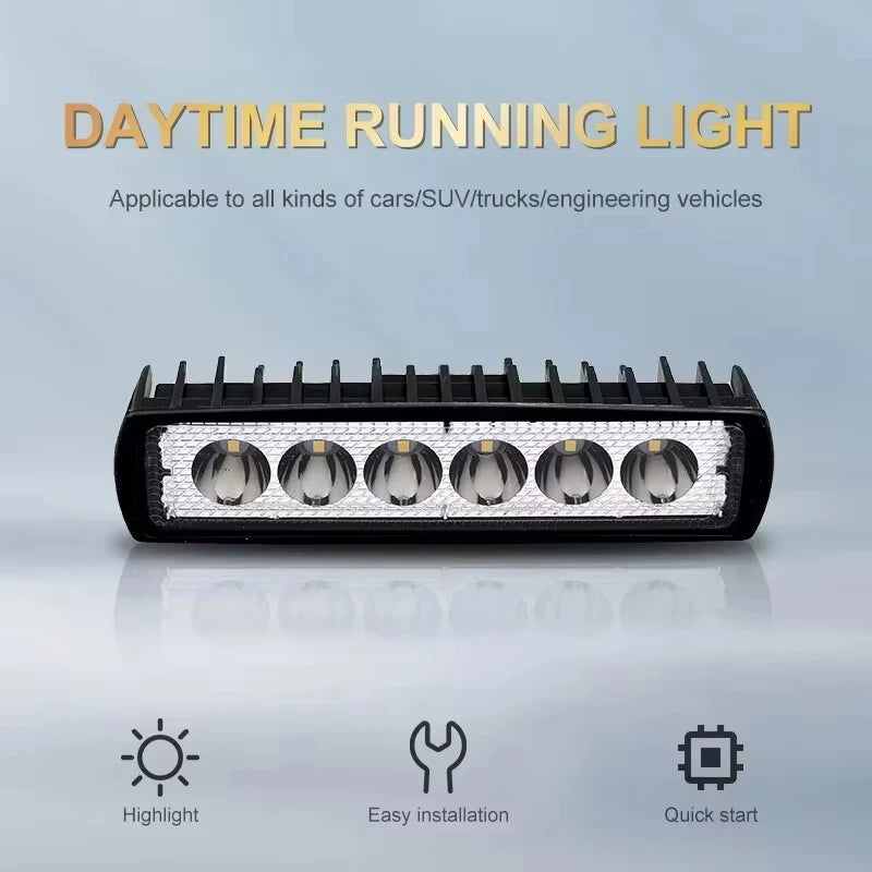 6 LED Motocycle Work Light High Bright Spotlight Offroad Automobile Truck Driving Fog Headlights DRL Driving Lamp 12V