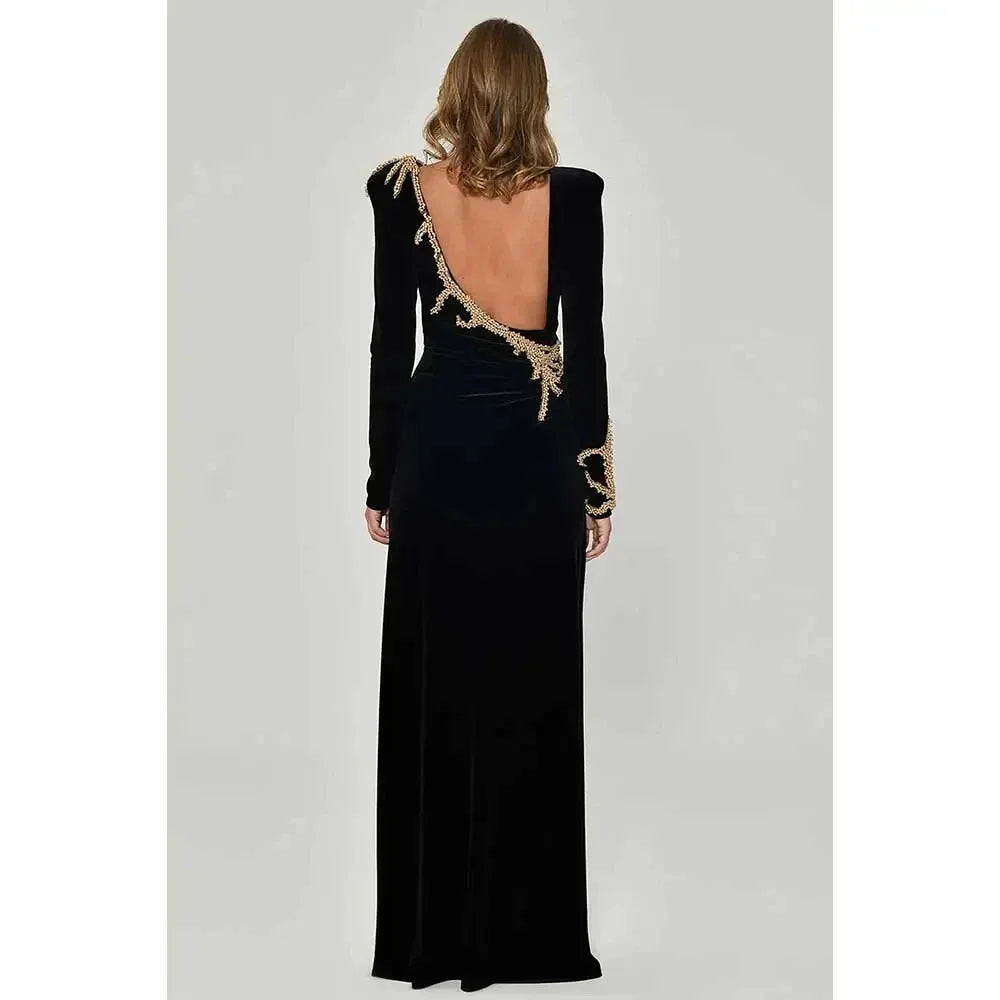 customizedBlack Velvet Mermiad Evening Dress Ladies High-end Formal Stage Gown Backless Special Festival Haute Couture Dress