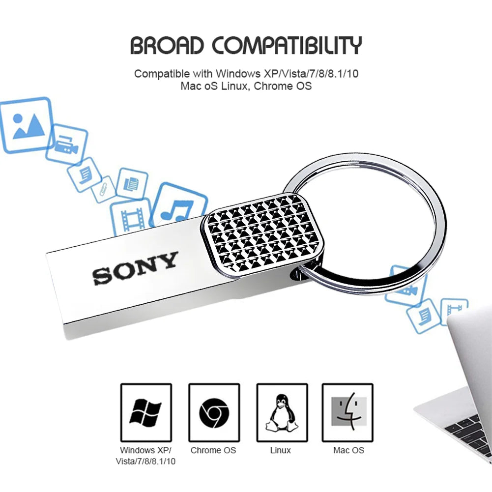 S ony USB Flash Drive 2TB Real Capacity Pen Drive 512GB Memory Stick 1TB Creative Business Gift Silver usb memoria For wholesale