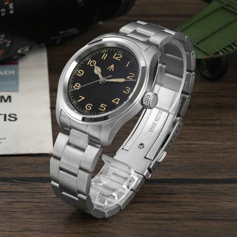 Militado ML08 Military Watch VH31 Quartz Movement Double Domed Sapphire C3 Super Luminous 10Bar Waterproof 38mm Vintage Watches