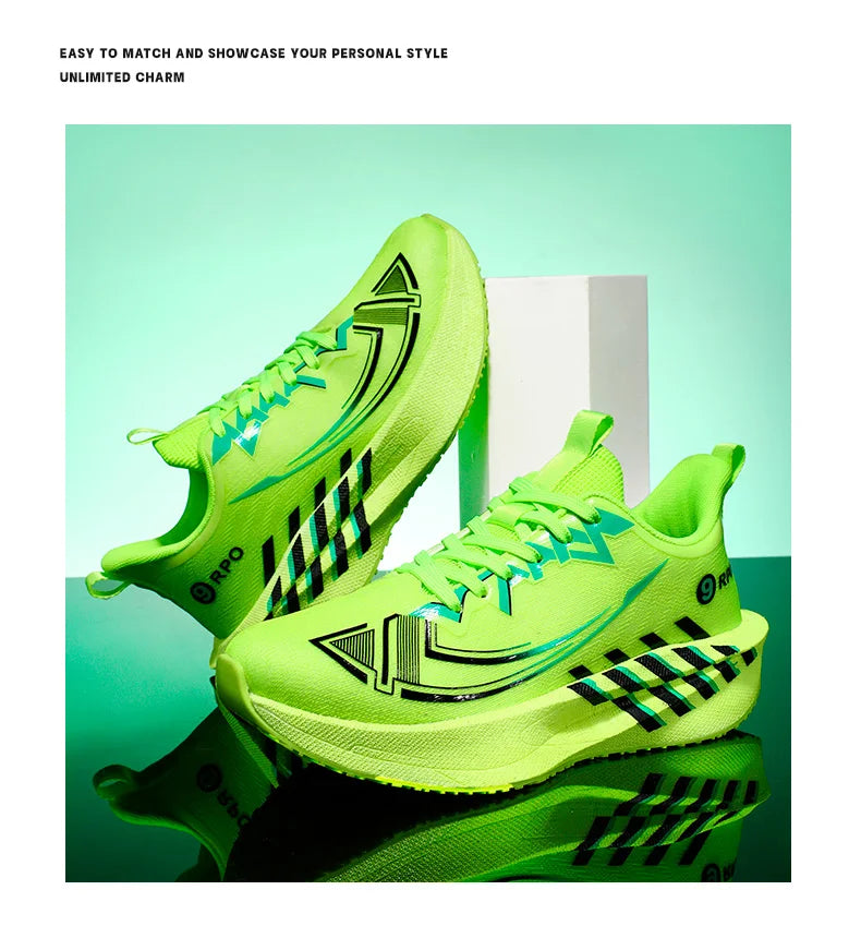 Sports and leisure shoes, men's shoes, marathon oversized air cushioned shoes, fly woven all season rubber, wear-resistant, anti
