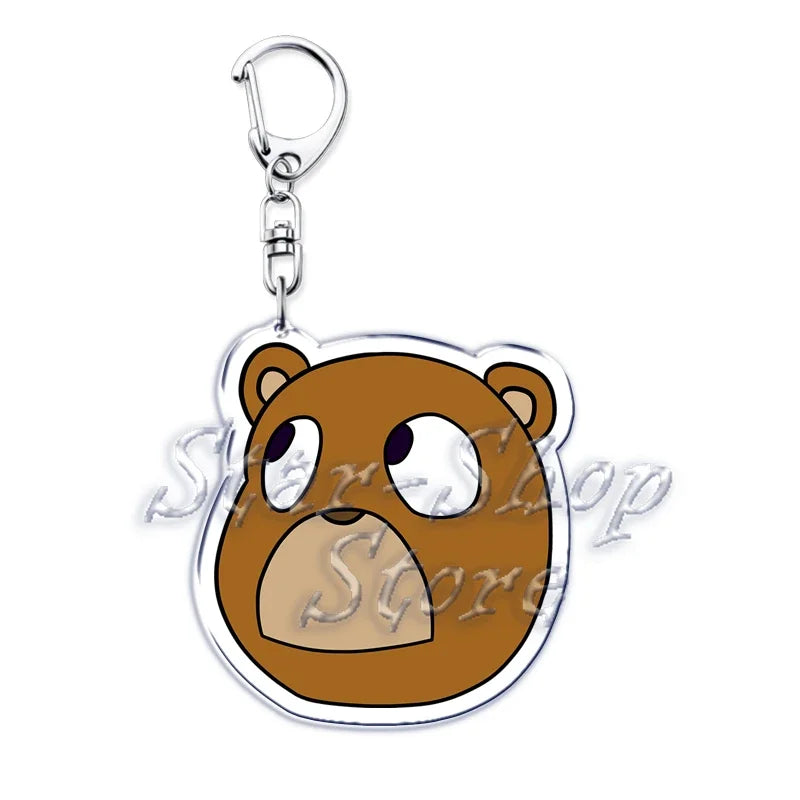 Popular Rapper YE Keychains for Accessories Bag Graduation Kanye Dropout Bear Key Chain Keyring Jewelry Fans Friends West Gifts