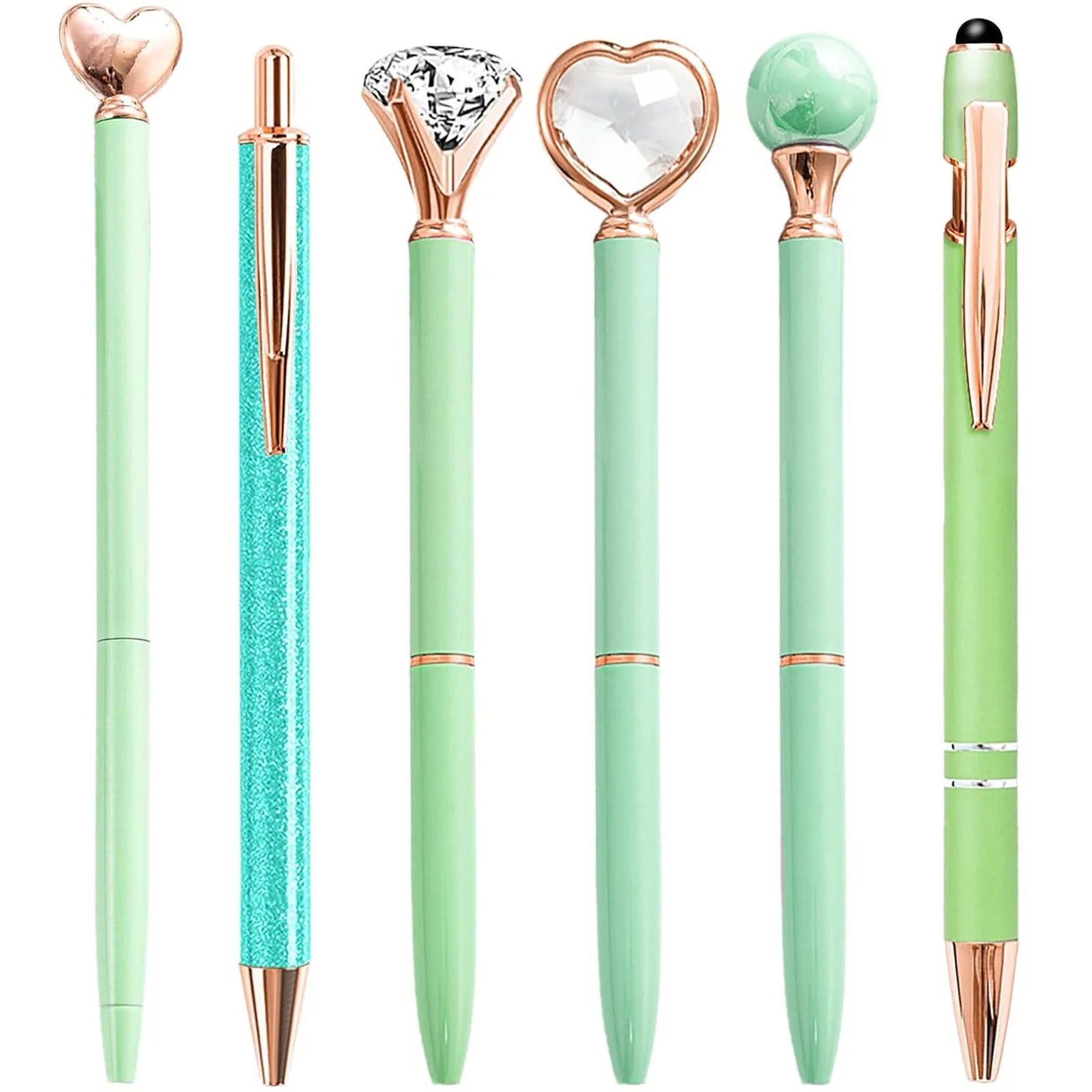 Pink Pens for Women 6 Pcs Cute Pens Ballpoint Pens Bulk 1.0mm Medium Point Black Ink Pens Office and School Supplies Fancy Nice