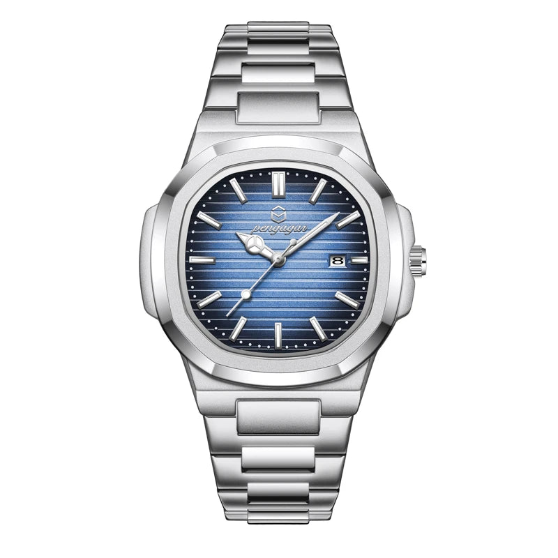 2025 New Luxury Military Man Watch Square Waterproof Luminous Date Week Men Watch Stainless Steel Quartz Men's Watches Reloj+box