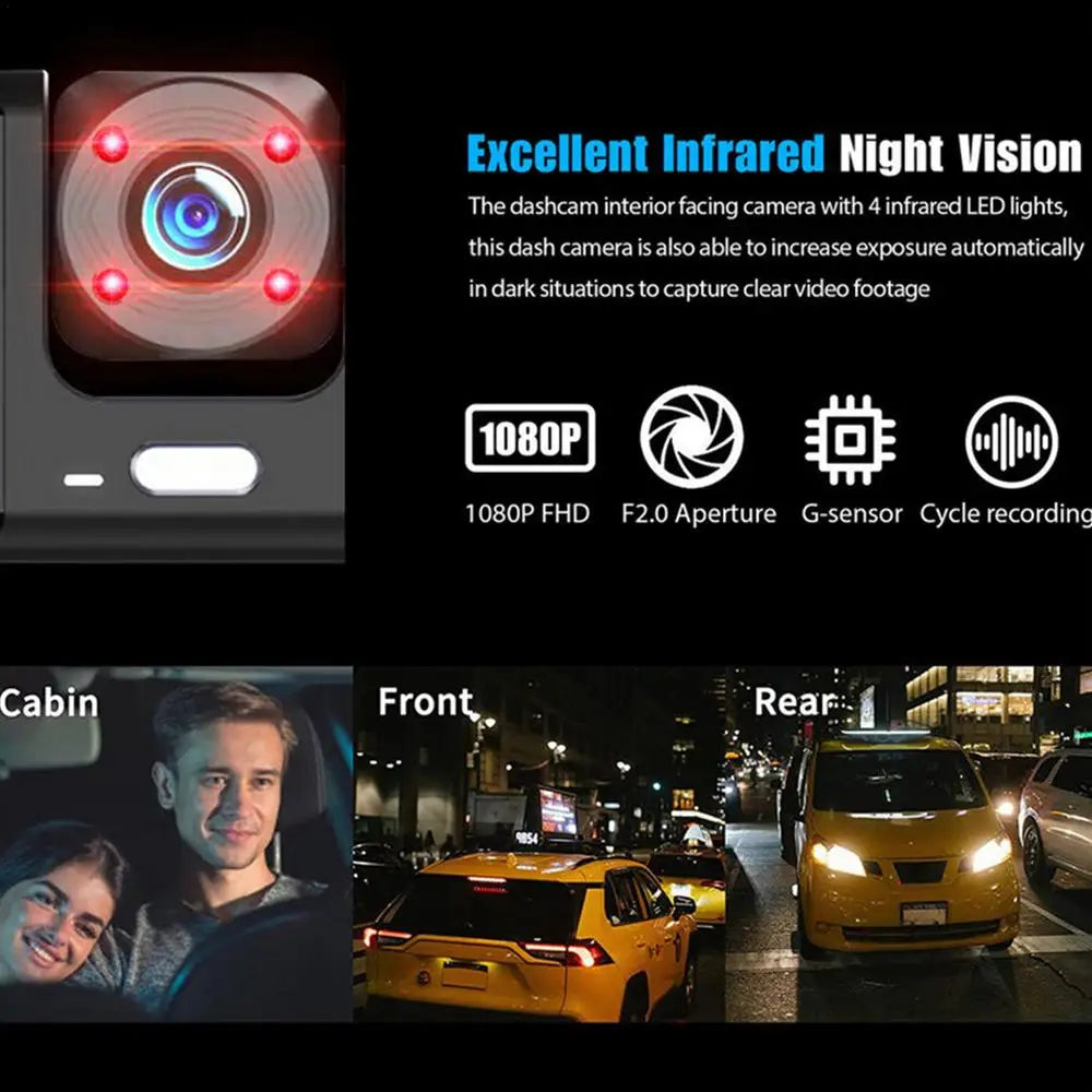 Dashboard Camera For Cars 1080P Double Lens Dashboard Camera Car Video High Definition Car Security Camera Night Driving
