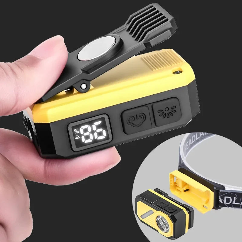 LED Induction Headlight, Can Be Used As Portable Running Light with Cap Clip RGB Ambient Light, Multi-light Source