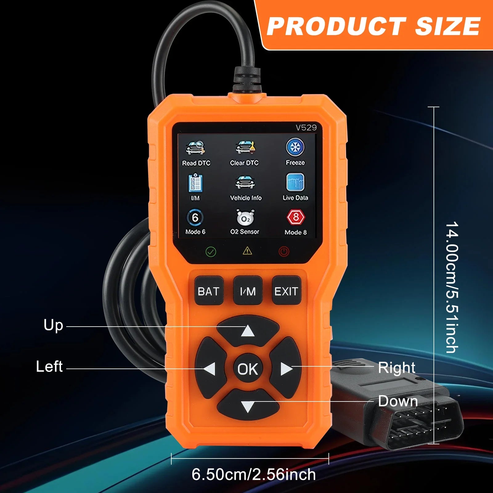 Car OBD2 scanner diagnostic tool is a comprehensive car code reader and engine fault scanner suitable for all vehicles