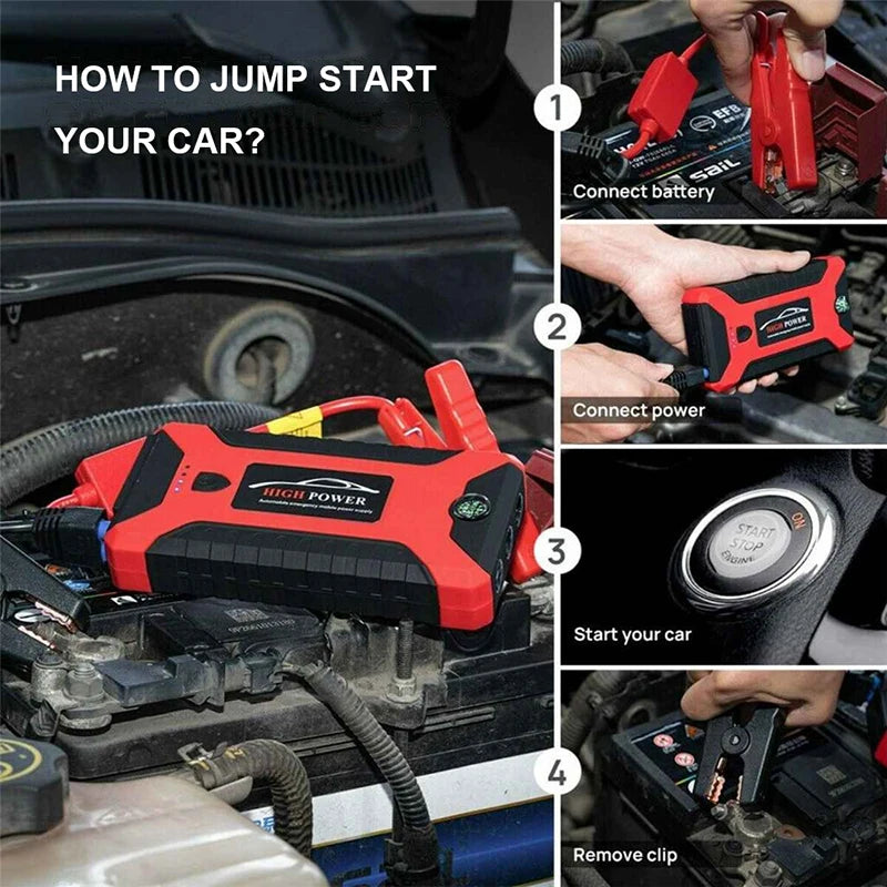 Portable Car Jump Starter Power Bank 99800mAh Emergency Start-up Charger 600A 12V for Cars Booster Battery Quick Starting Device