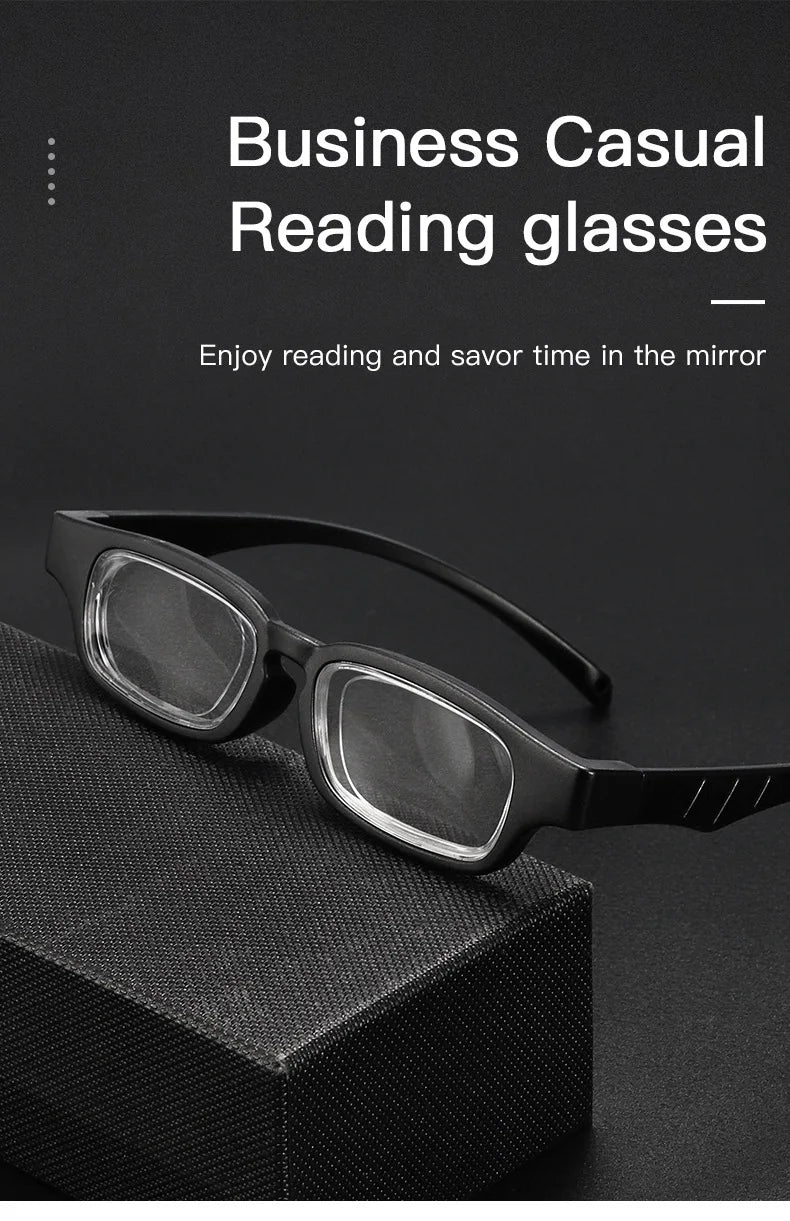 Portable Rotatable Adjustable Focal Length Reading Glasses Square Full Frame Adjustable From +50 To +350 Degrees Eyeglasses