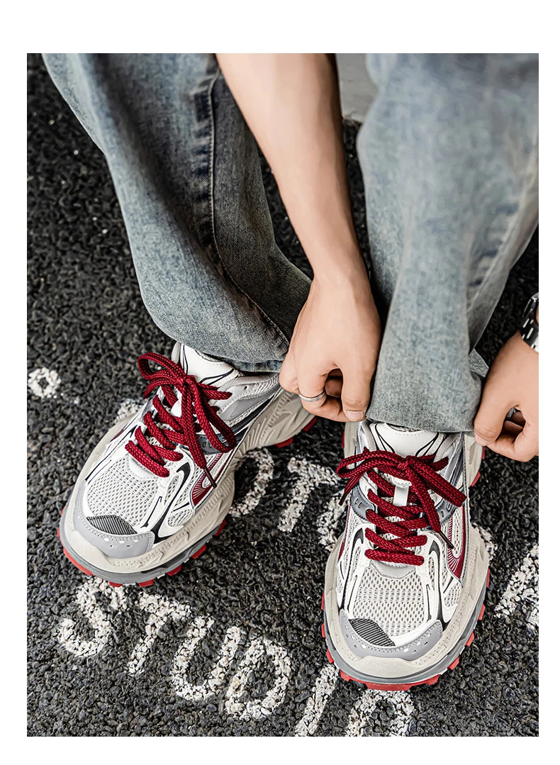Sports and leisure shoes, men's shoes, marathon oversized air cushioned shoes, fly woven all season rubber, wear-resistant, anti