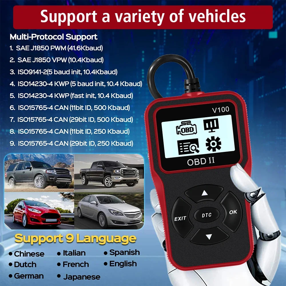 Car Scanner For 12V OBD2 Vehicles Car Accessories Parts Repair Tools Scanner Mechanical Workshop Tools Code Reader Read