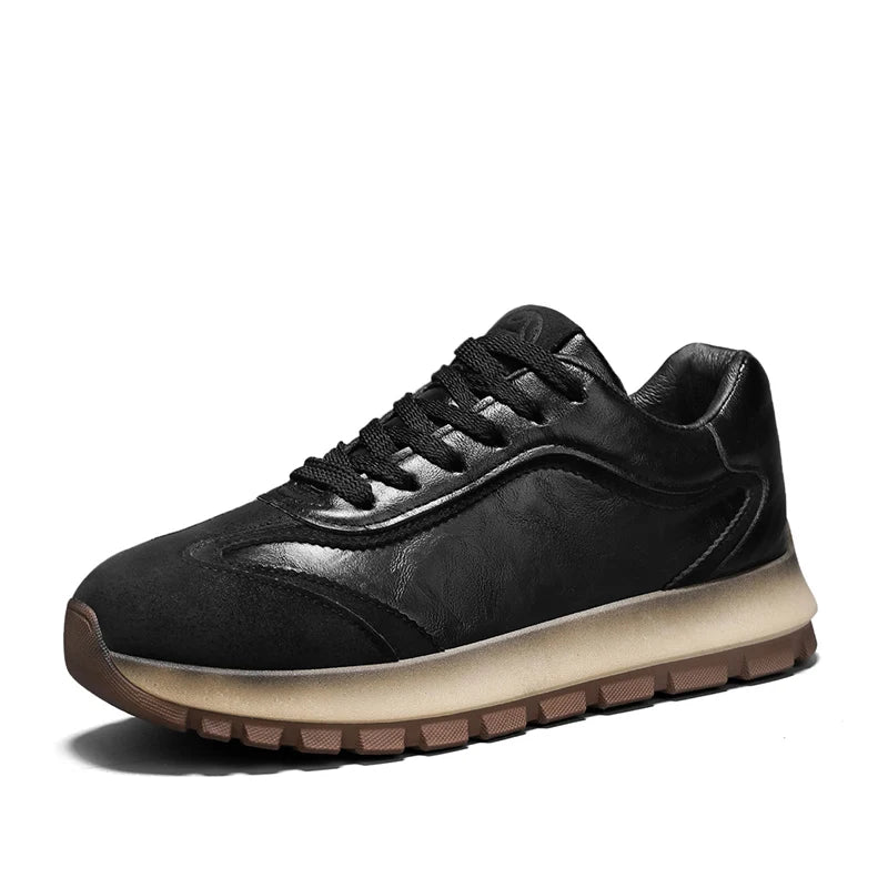 New solid-color sports shoes - Men's genuine leather low-top slip-on covered driving shoes - Sports shoes - Excellent comfort