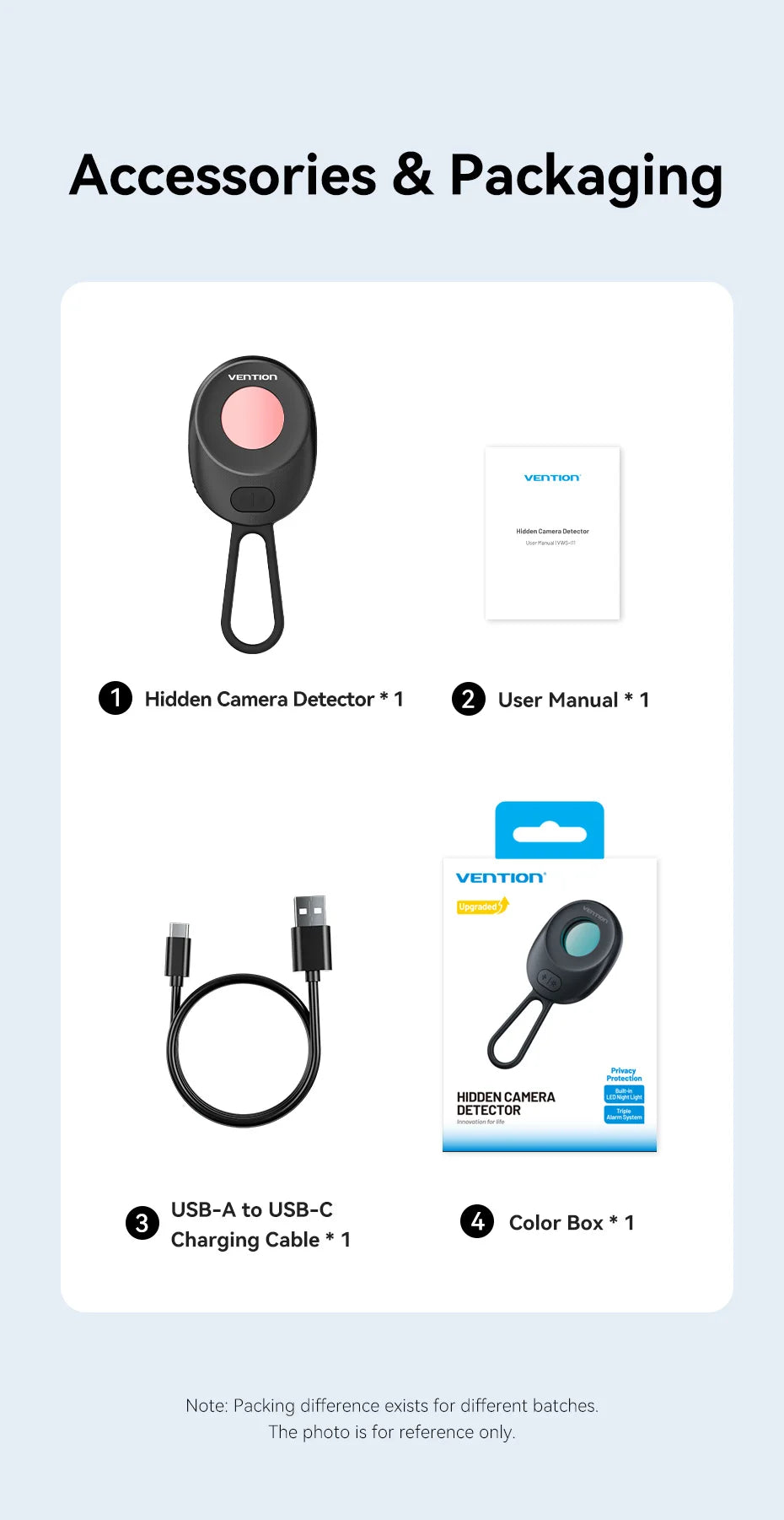 Vention Camera Detector Intelligent Hidden Camera Signal Security Alarm Anti Spy Candid Peeping Protection Detector ﻿