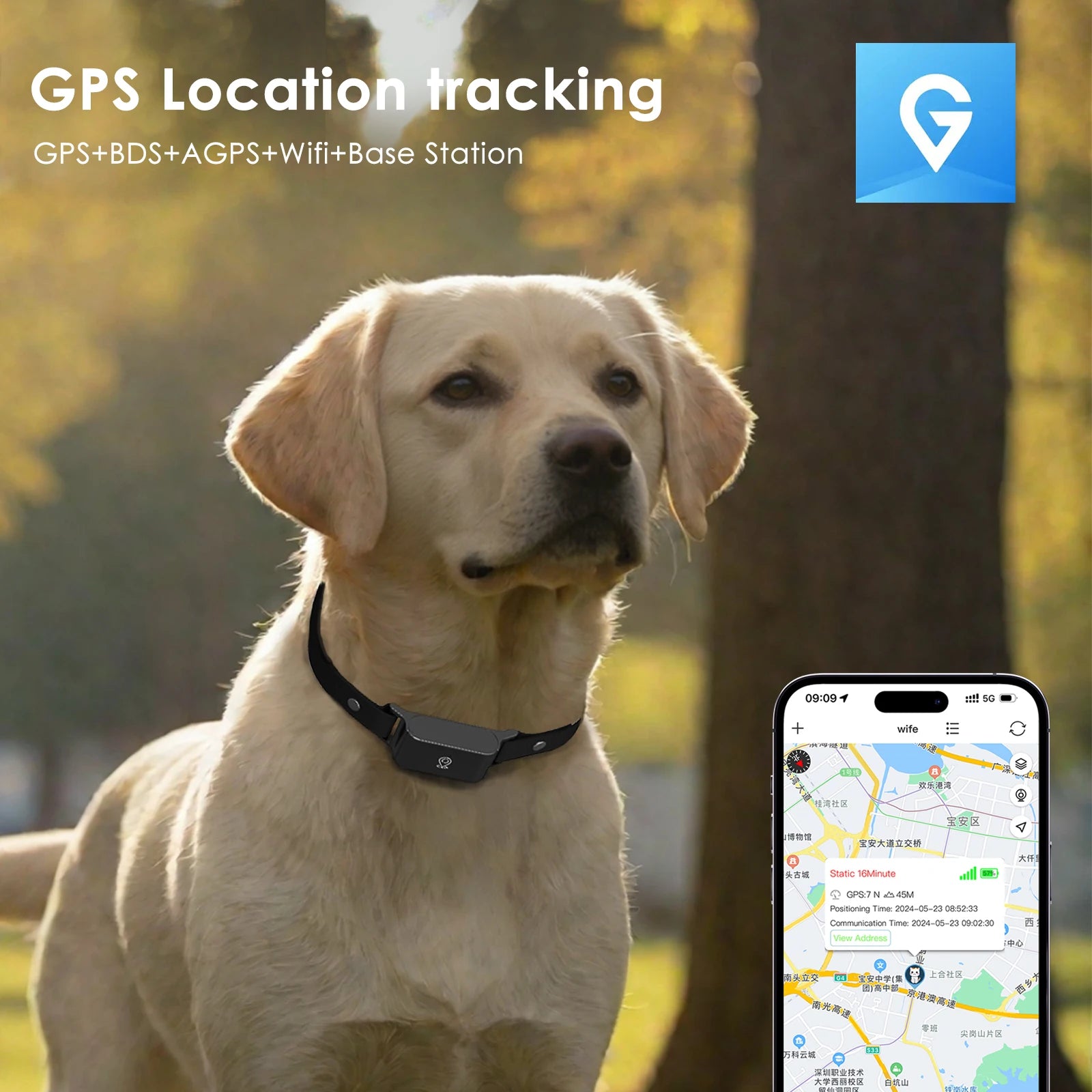 Gps Tracker Pet Gps Location Tracker Remotely trackable collar IP67 Waterproof Collar
